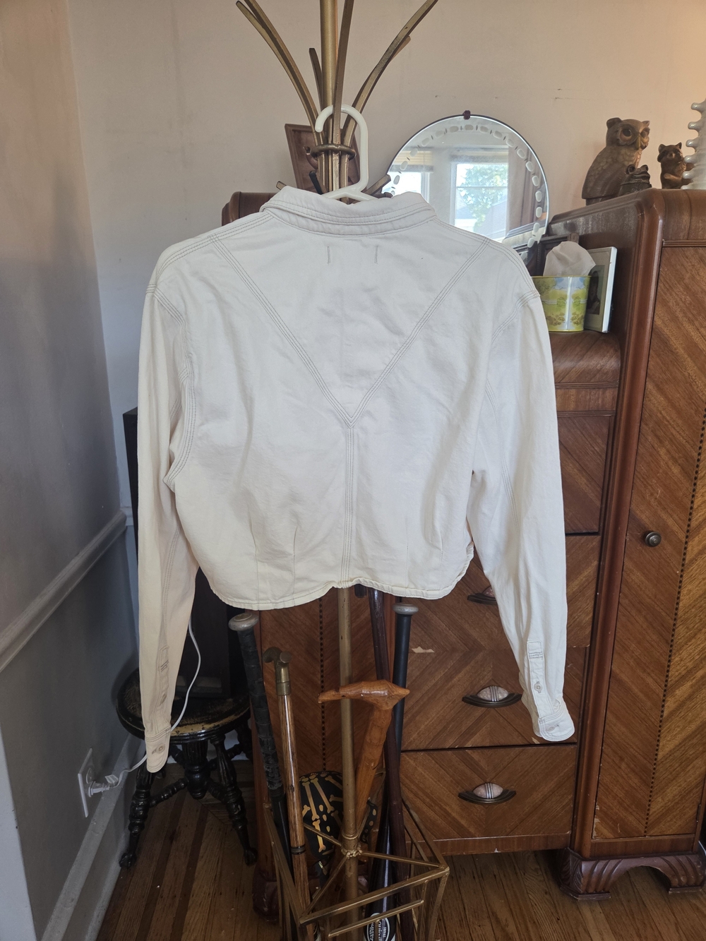 Madewell White Cropped Denim Shirt